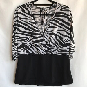 Goddess zebra-striped open back wrap top, size XL